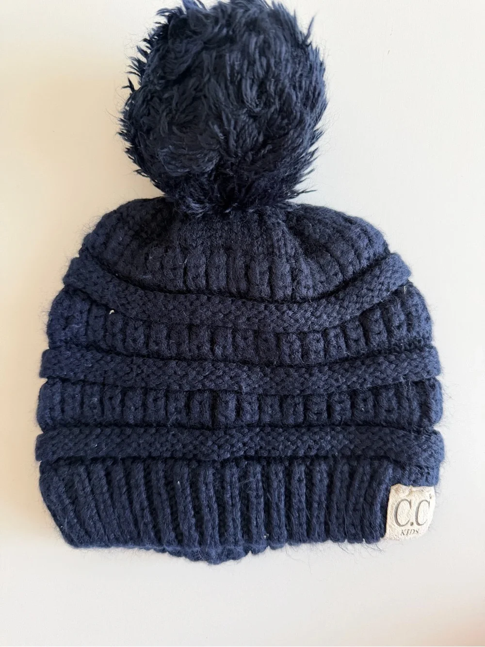 C.C Baby/Toddler Pom Beanies in Black and Hot Pink